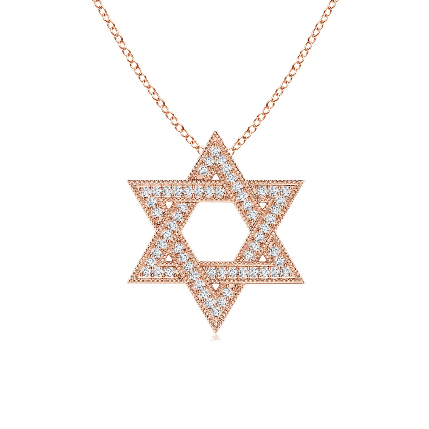 Star Of David Natural Diamond Pendant with Milgrain