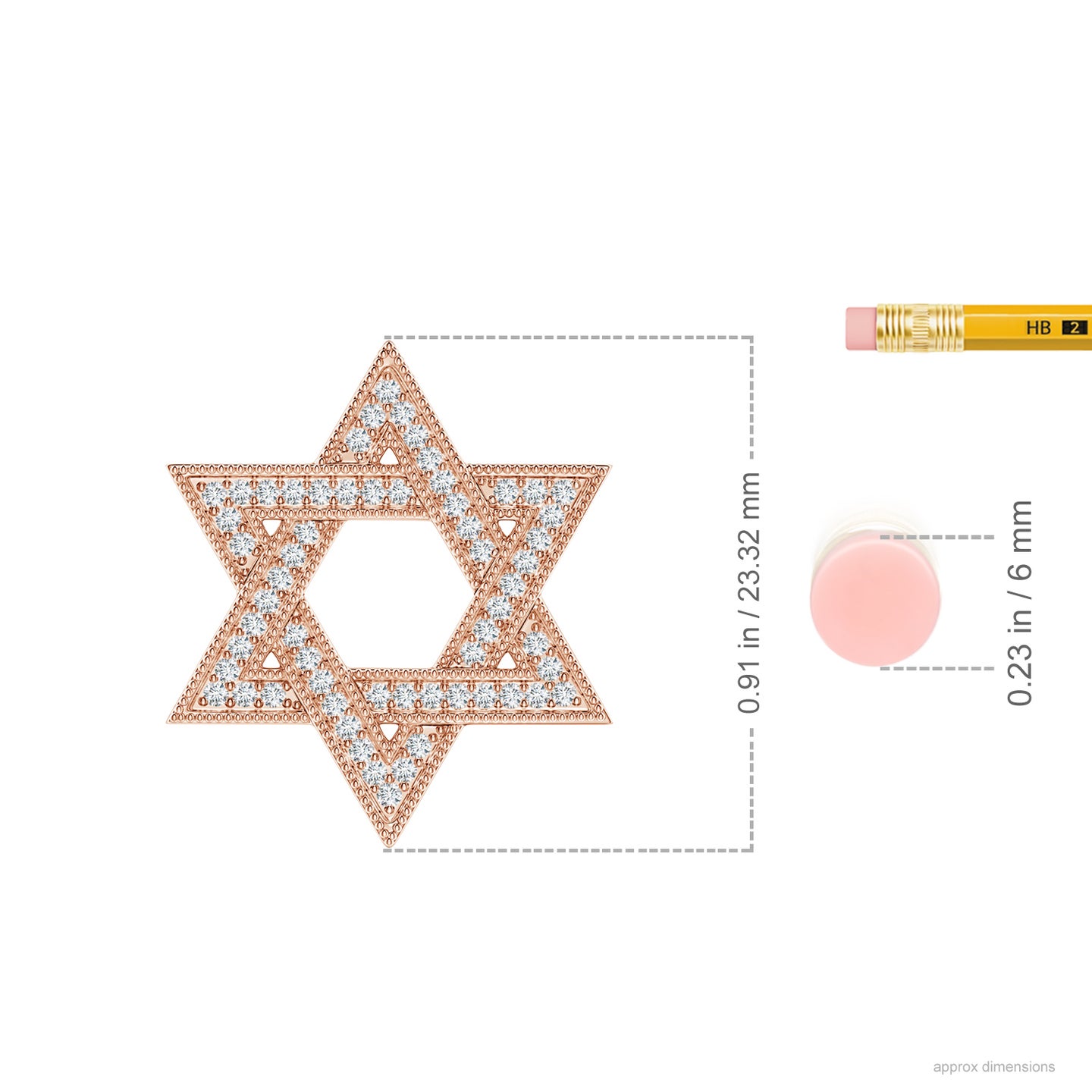 Star Of David Natural Diamond Pendant with Milgrain