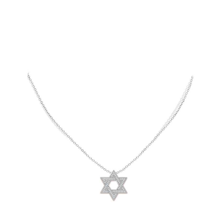 1.05mm GVS2 Star Of David Diamond Pendant with Milgrain in White Gold body-neck