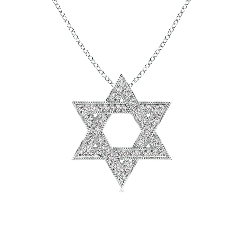 1.05mm IJI1I2 Star Of David Diamond Pendant with Milgrain in 9K White Gold 