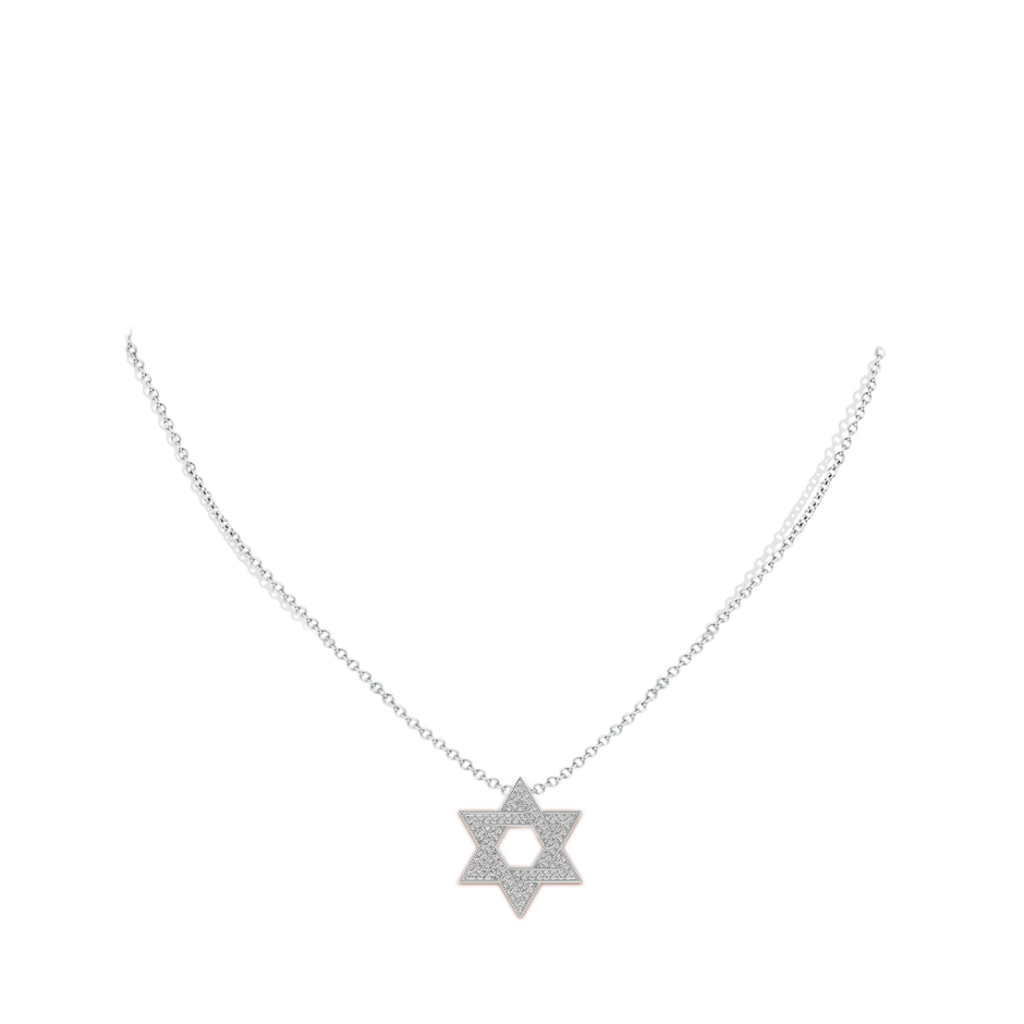 1.05mm IJI1I2 Star Of David Diamond Pendant with Milgrain in 9K White Gold body-neck