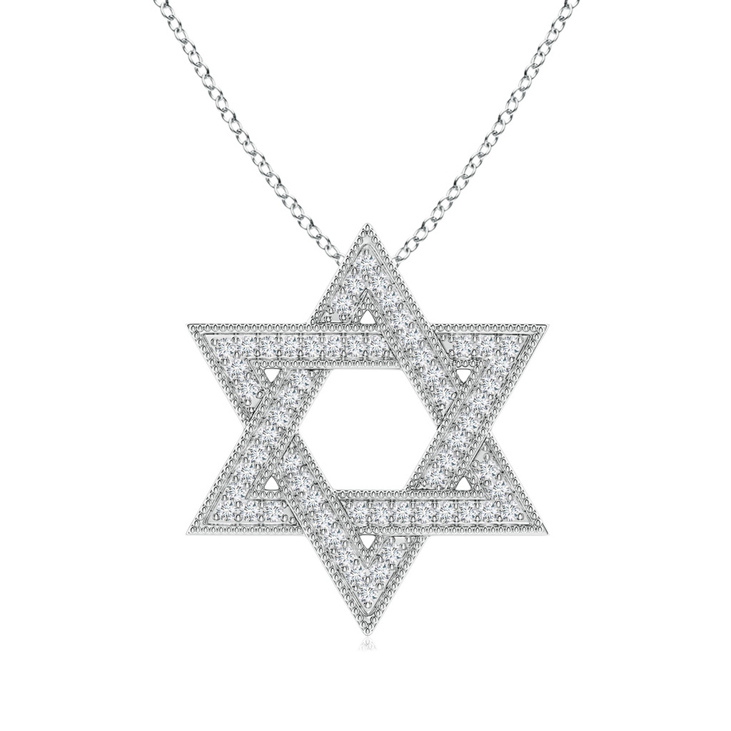 1.2mm GVS2 Star Of David Diamond Pendant with Milgrain in White Gold