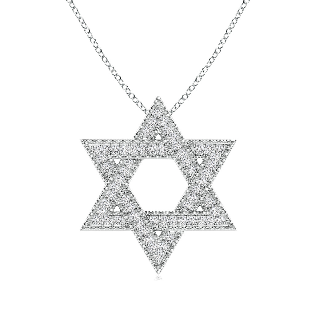 1.2mm HSI2 Star Of David Diamond Pendant with Milgrain in White Gold