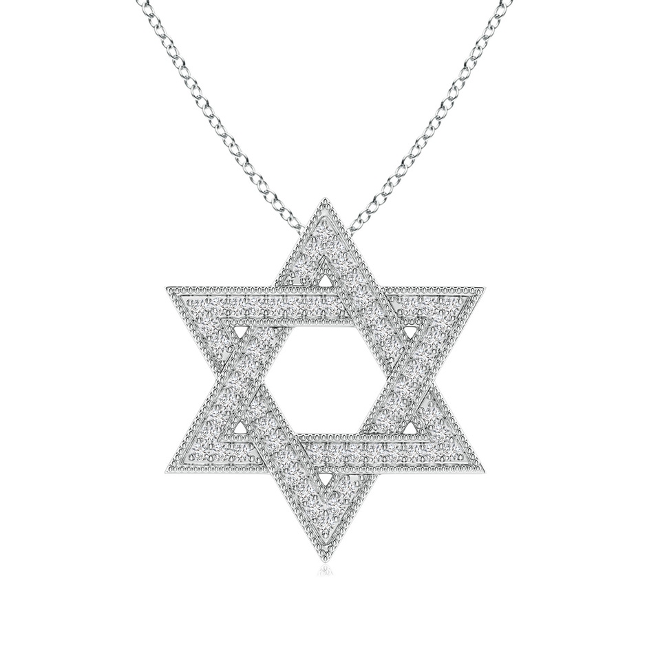 1.2mm HSI2 Star Of David Diamond Pendant with Milgrain in White Gold 