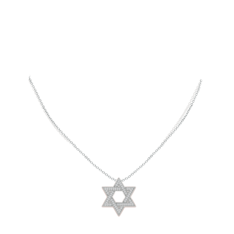 1.2mm HSI2 Star Of David Diamond Pendant with Milgrain in White Gold body-neck