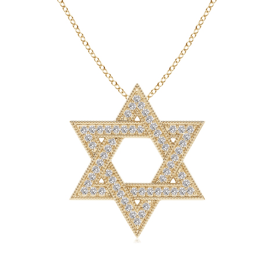 1.2mm IJI1I2 Star Of David Diamond Pendant with Milgrain in Yellow Gold 