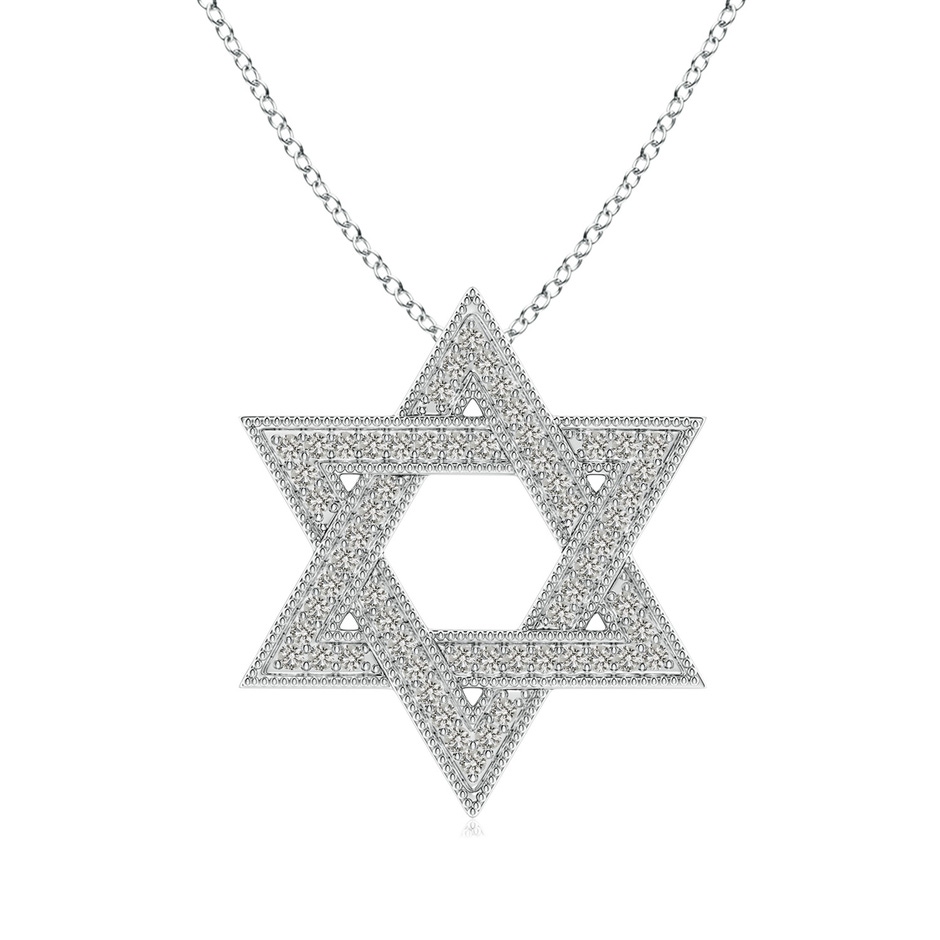 1.2mm KI3 Star Of David Diamond Pendant with Milgrain in 9K White Gold 