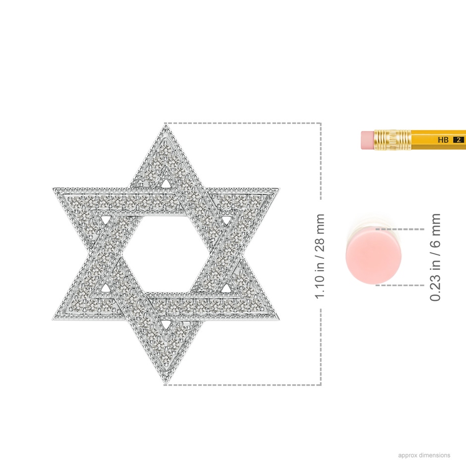 1.2mm KI3 Star Of David Diamond Pendant with Milgrain in 9K White Gold ruler