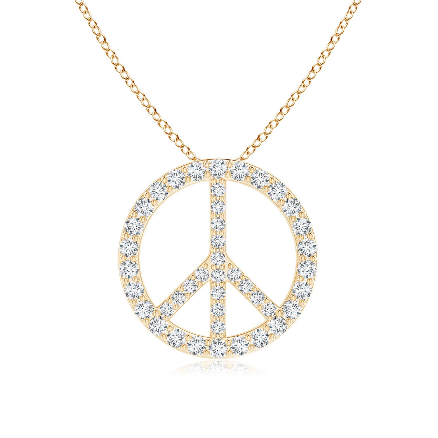 1.3mm GVS2 Prong-Set Diamond Peace Sign Pendant in 18K Yellow Gold