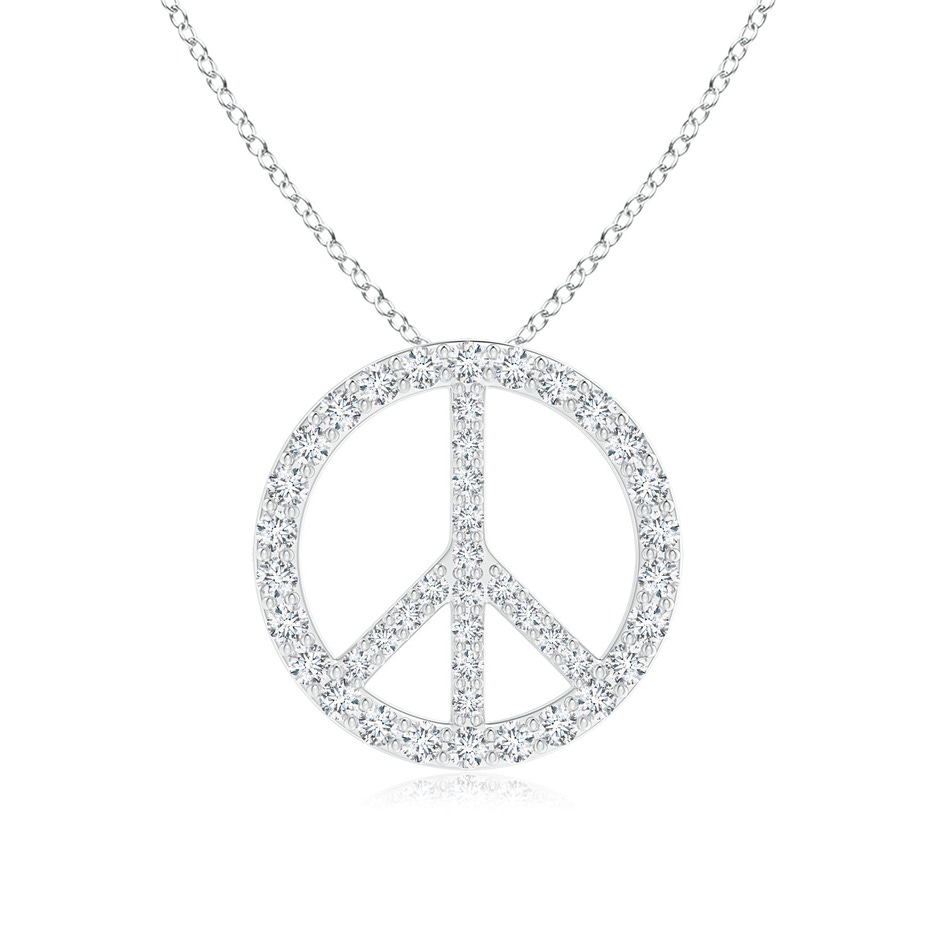 1.3mm GVS2 Prong-Set Diamond Peace Sign Pendant in White Gold 