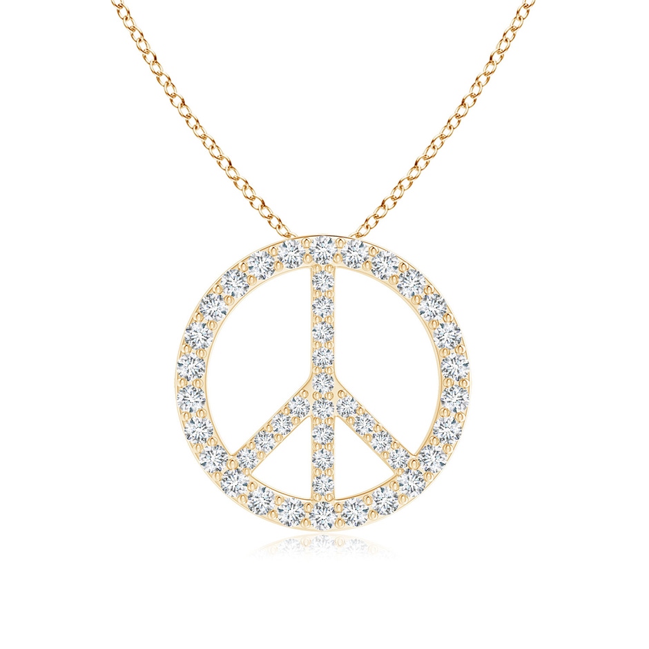 1.3mm GVS2 Prong-Set Diamond Peace Sign Pendant in Yellow Gold 