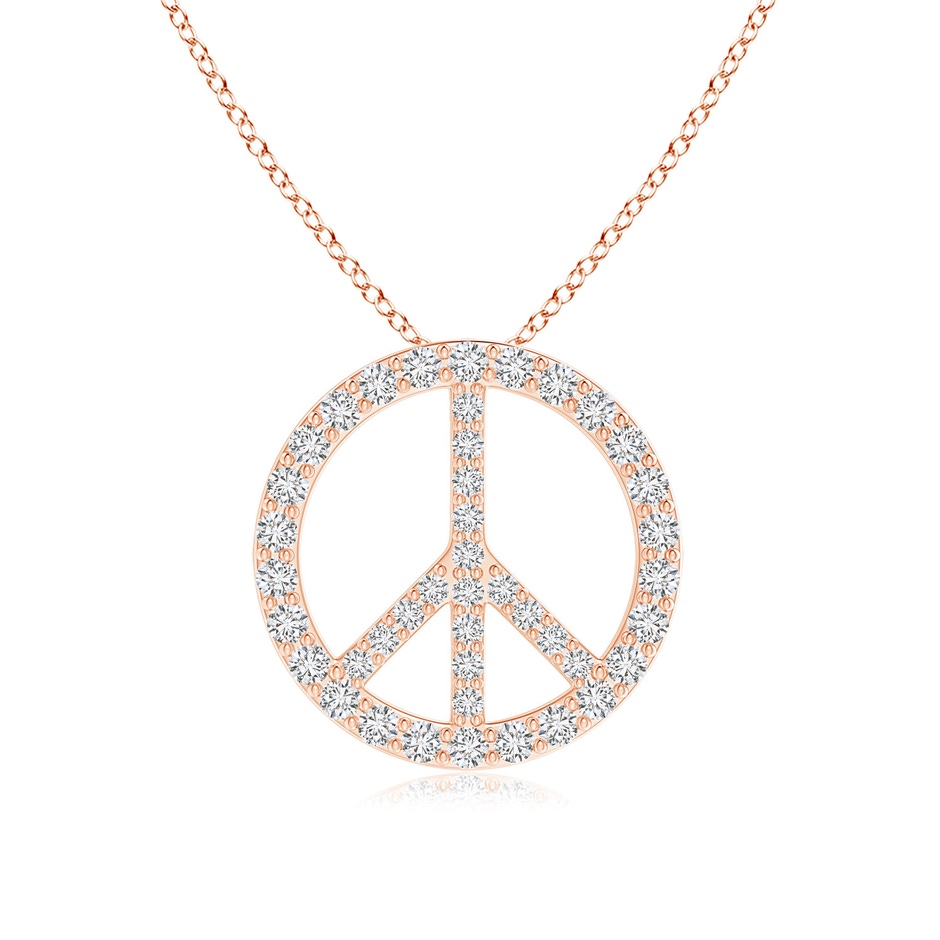 1.3mm HSI2 Prong-Set Diamond Peace Sign Pendant in 9K Rose Gold 