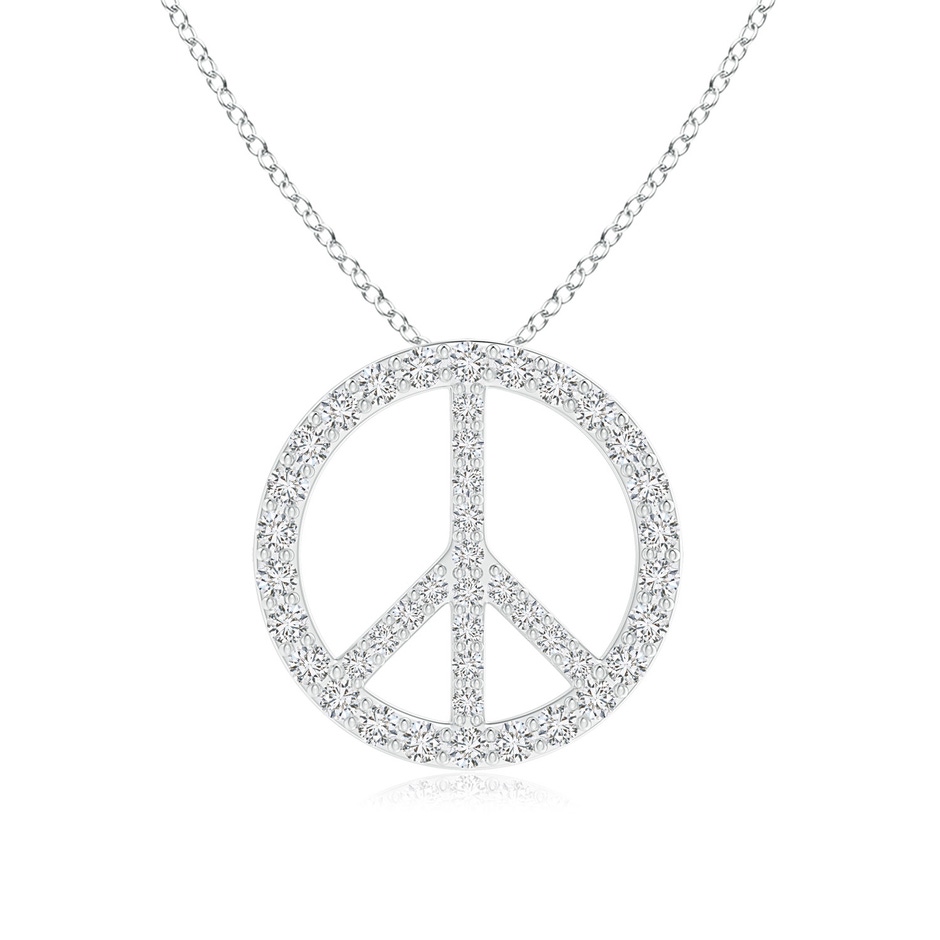 1.3mm HSI2 Prong-Set Diamond Peace Sign Pendant in White Gold 