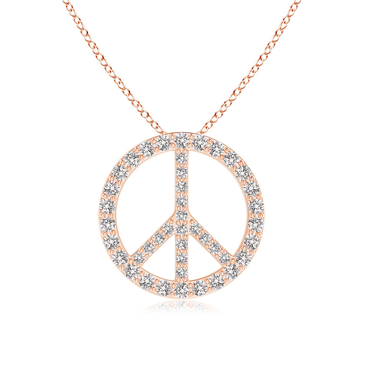 1.3mm IJI1I2 Prong-Set Diamond Peace Sign Pendant in 18K Rose Gold