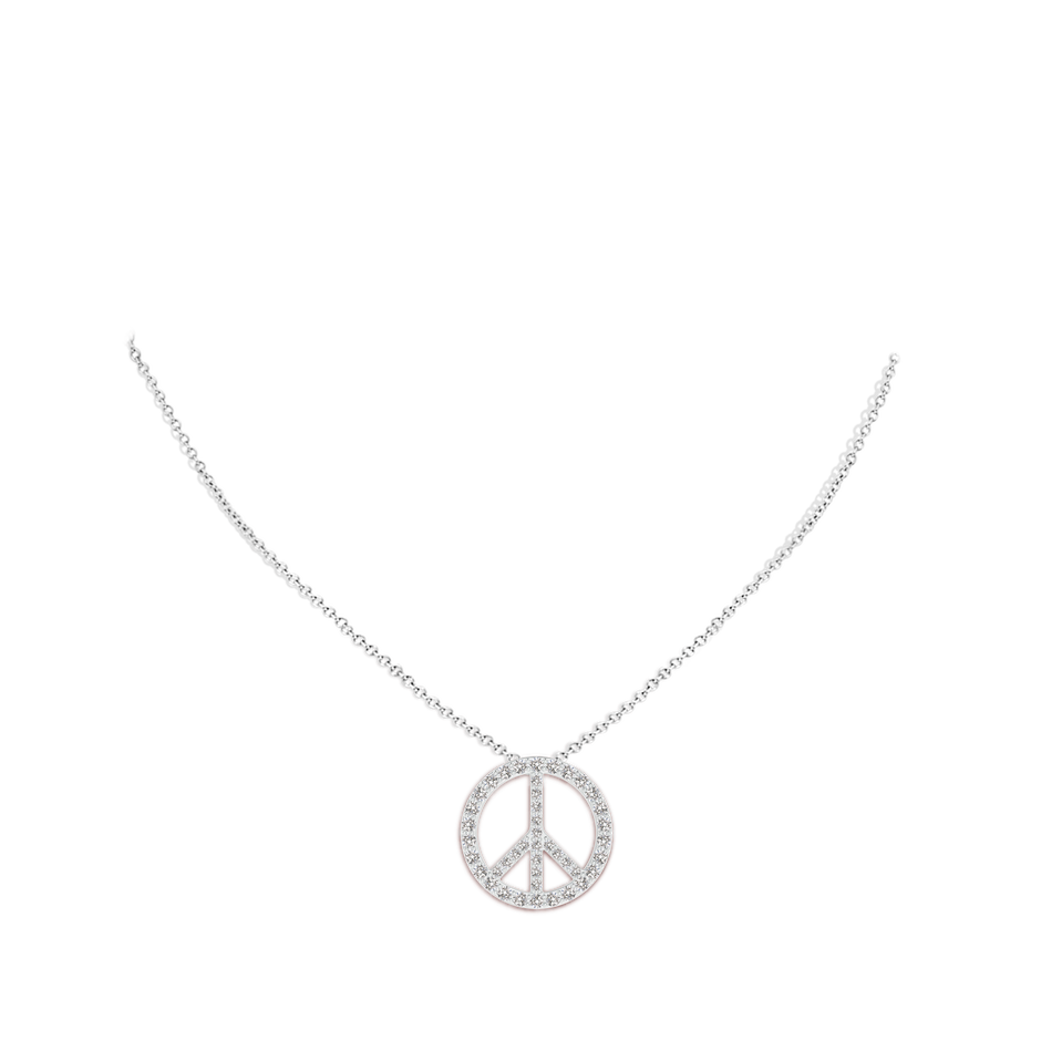 1.3mm IJI1I2 Prong-Set Diamond Peace Sign Pendant in White Gold pen