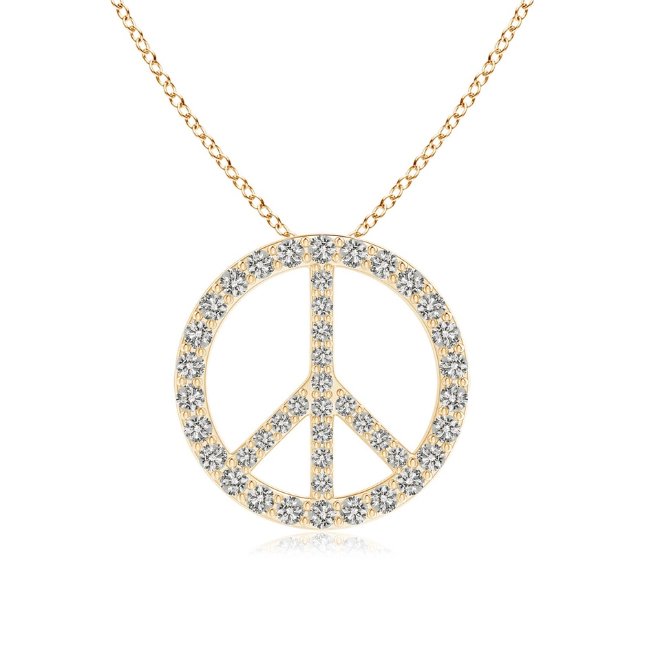 1.3mm KI3 Prong-Set Diamond Peace Sign Pendant in Yellow Gold 