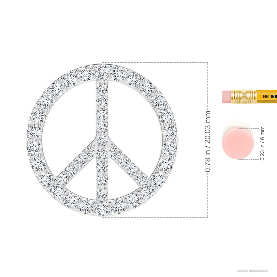 1.9mm GVS2 Prong-Set Diamond Peace Sign Pendant in White Gold ruler