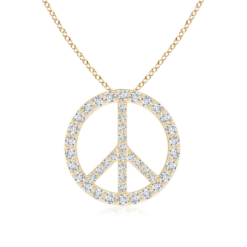 1.9mm GVS2 Prong-Set Diamond Peace Sign Pendant in Yellow Gold 