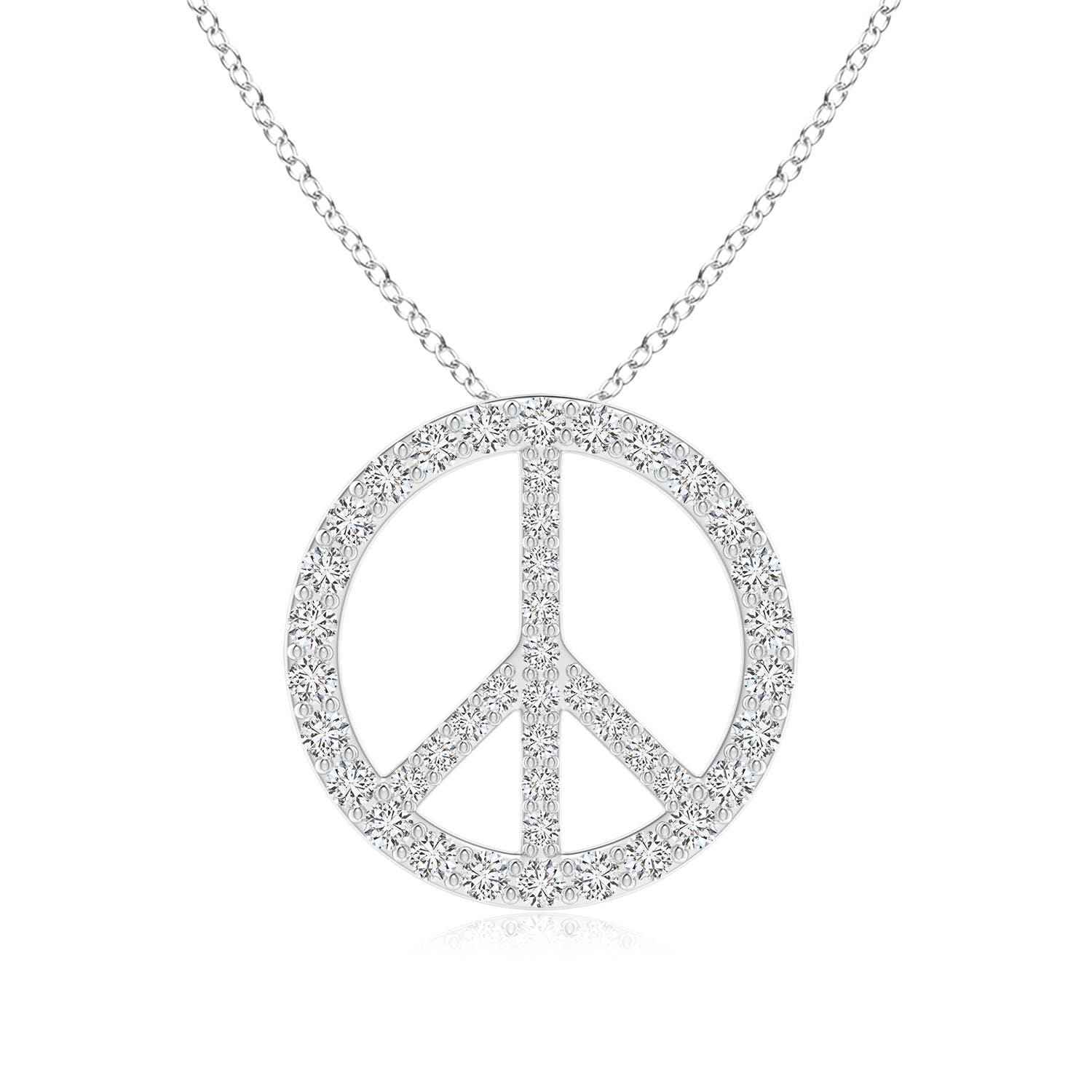 1.9mm HSI2 Prong-Set Diamond Peace Sign Pendant in 18K White Gold