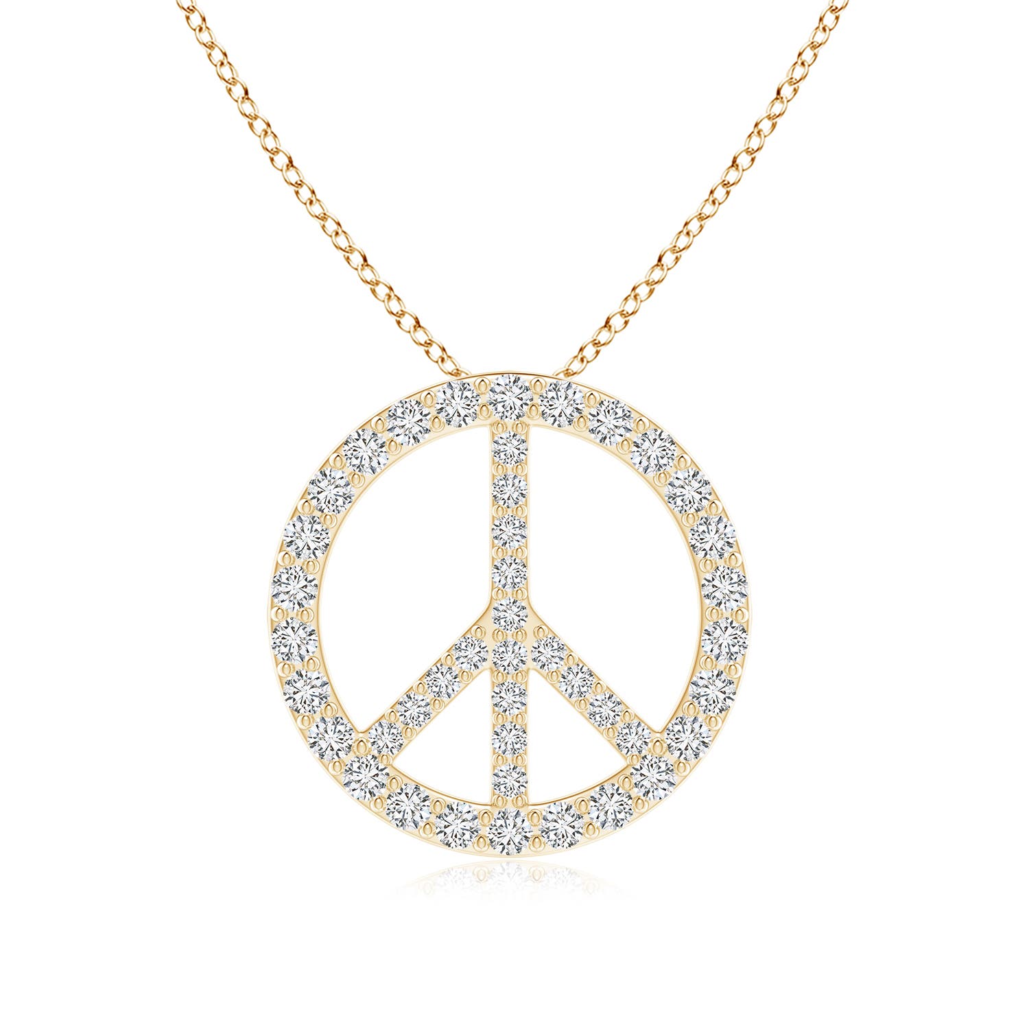1.9mm HSI2 Prong-Set Diamond Peace Sign Pendant in 18K Yellow Gold