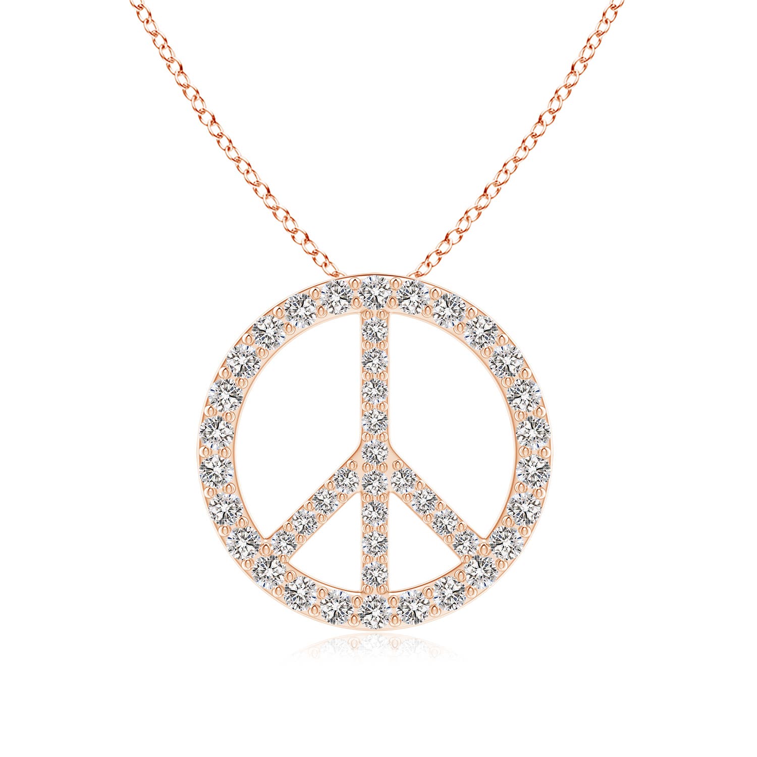 1.9mm IJI1I2 Prong-Set Diamond Peace Sign Pendant in 18K Rose Gold