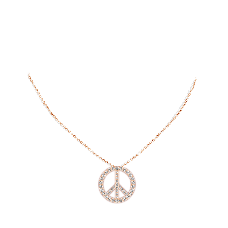 1.9mm IJI1I2 Prong-Set Diamond Peace Sign Pendant in Rose Gold pen