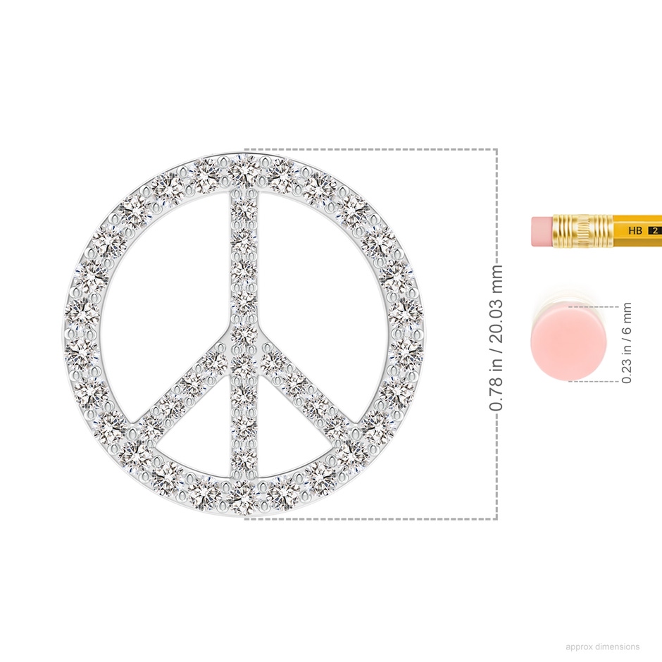 1.9mm IJI1I2 Prong-Set Diamond Peace Sign Pendant in White Gold ruler