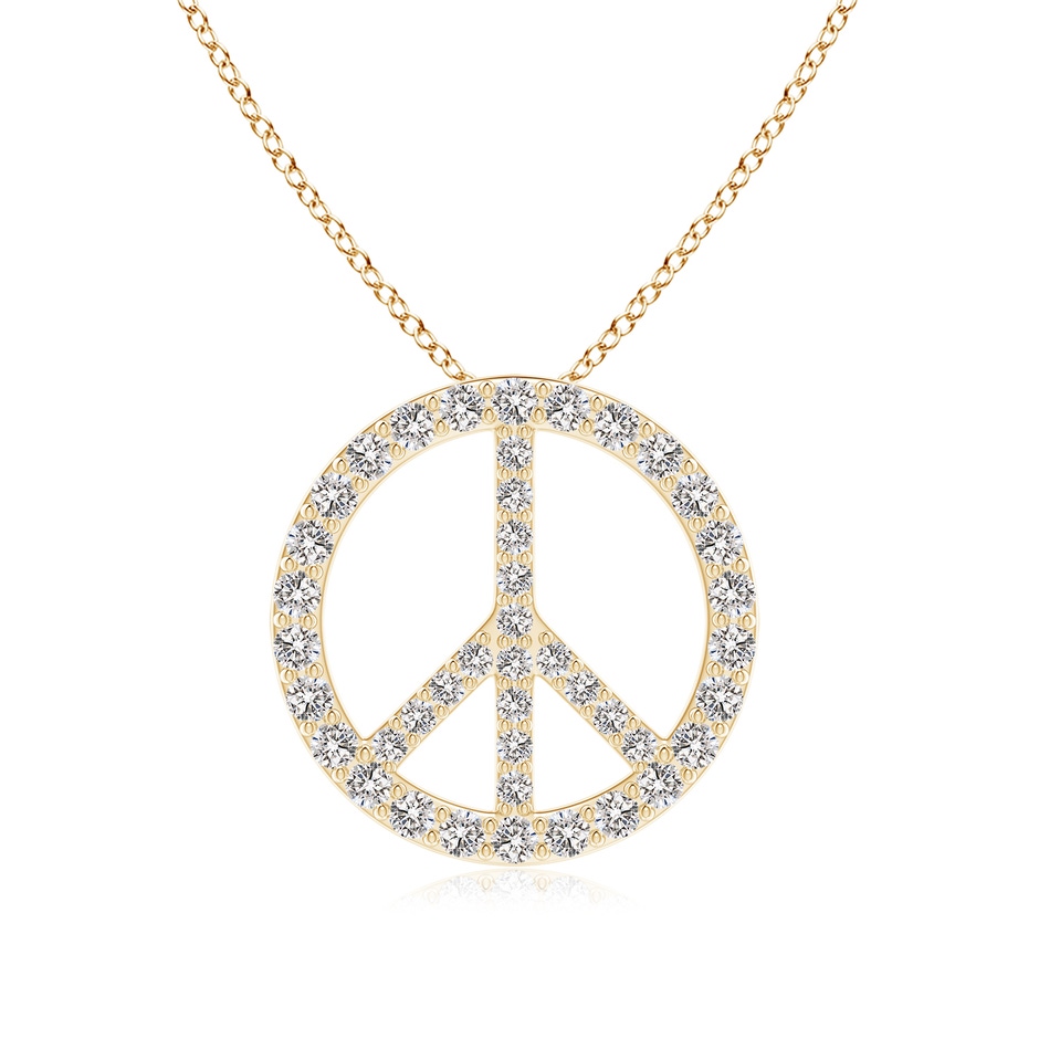 1.9mm IJI1I2 Prong-Set Diamond Peace Sign Pendant in Yellow Gold 