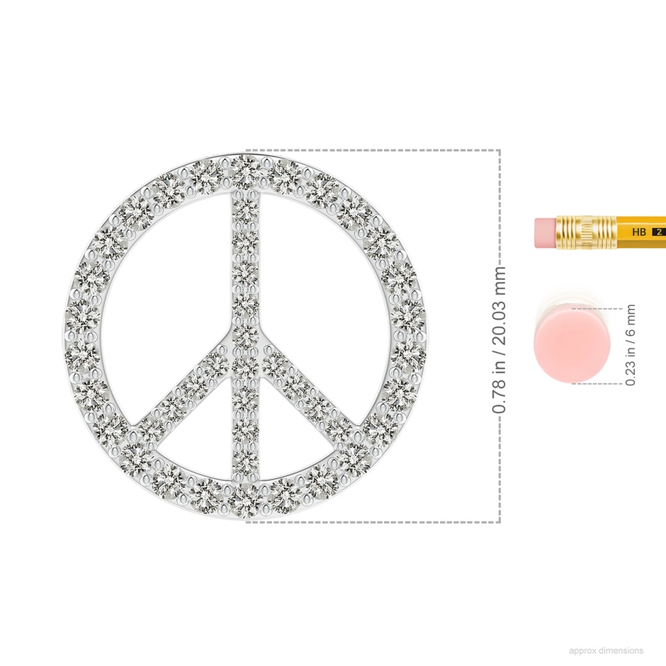 1.9mm KI3 Prong-Set Diamond Peace Sign Pendant in White Gold ruler