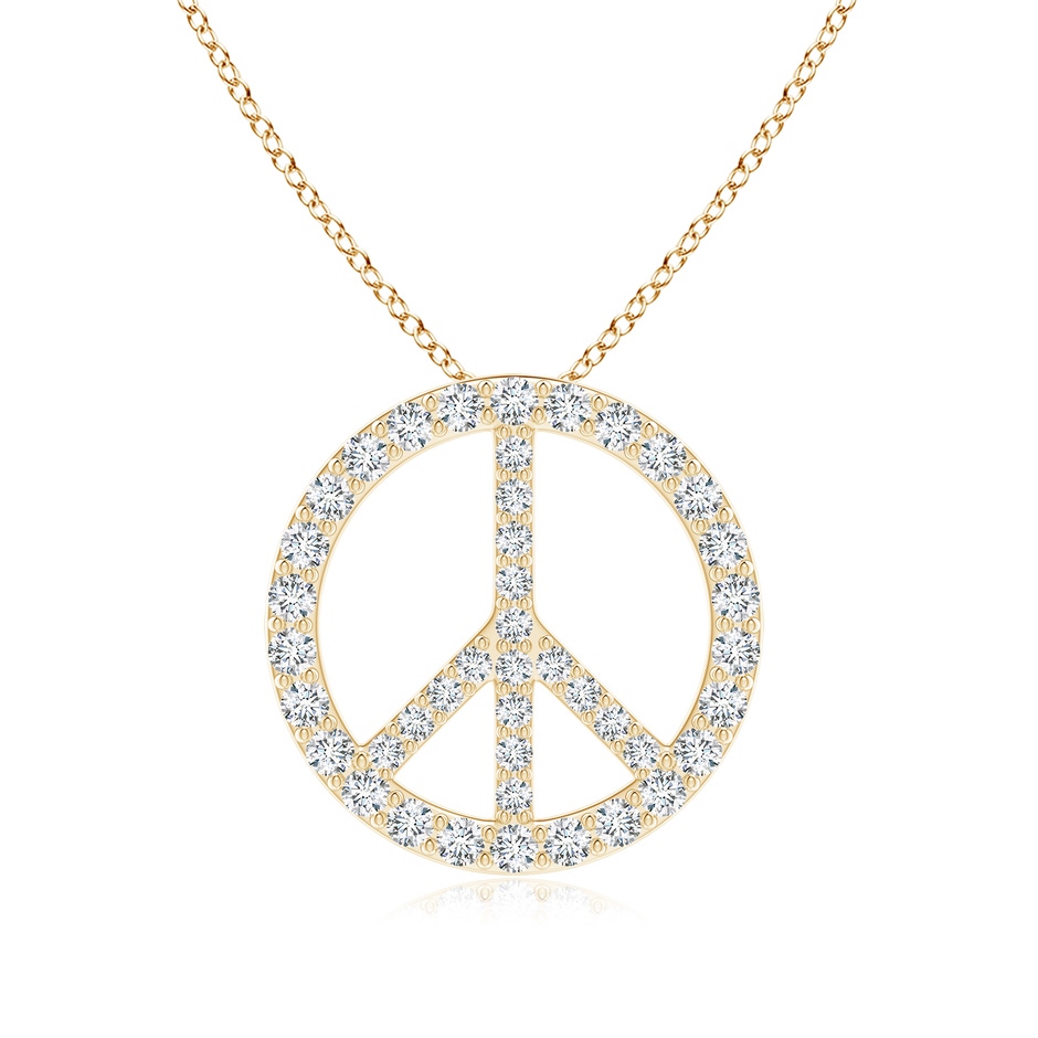 2.2mm GVS2 Prong-Set Diamond Peace Sign Pendant in Yellow Gold 