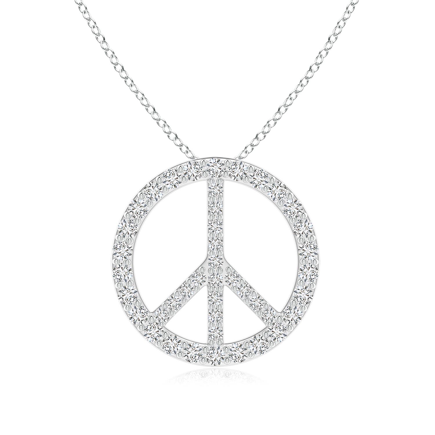 2.2mm HSI2 Prong-Set Diamond Peace Sign Pendant in 18K White Gold