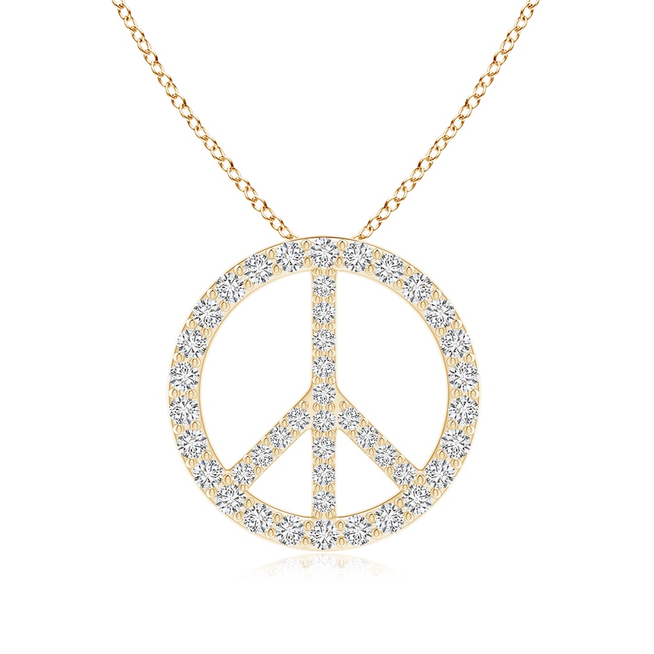 2.2mm HSI2 Prong-Set Diamond Peace Sign Pendant in Yellow Gold 