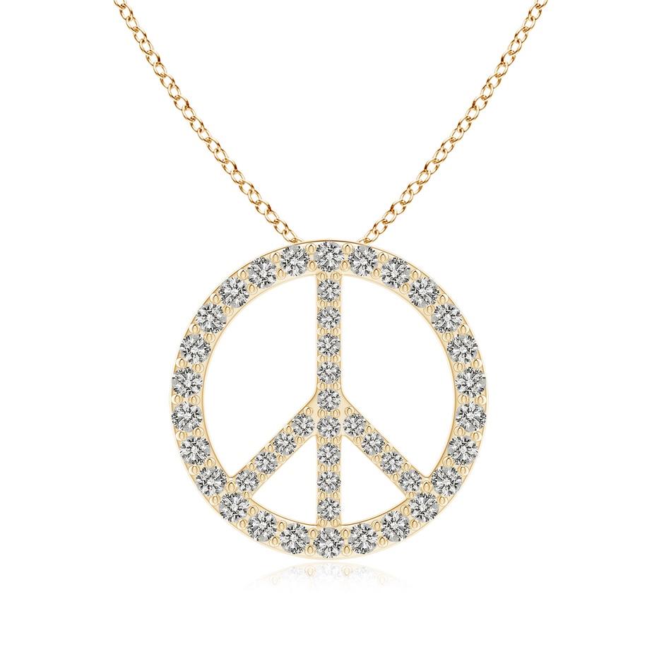 2.2mm KI3 Prong-Set Diamond Peace Sign Pendant in Yellow Gold 