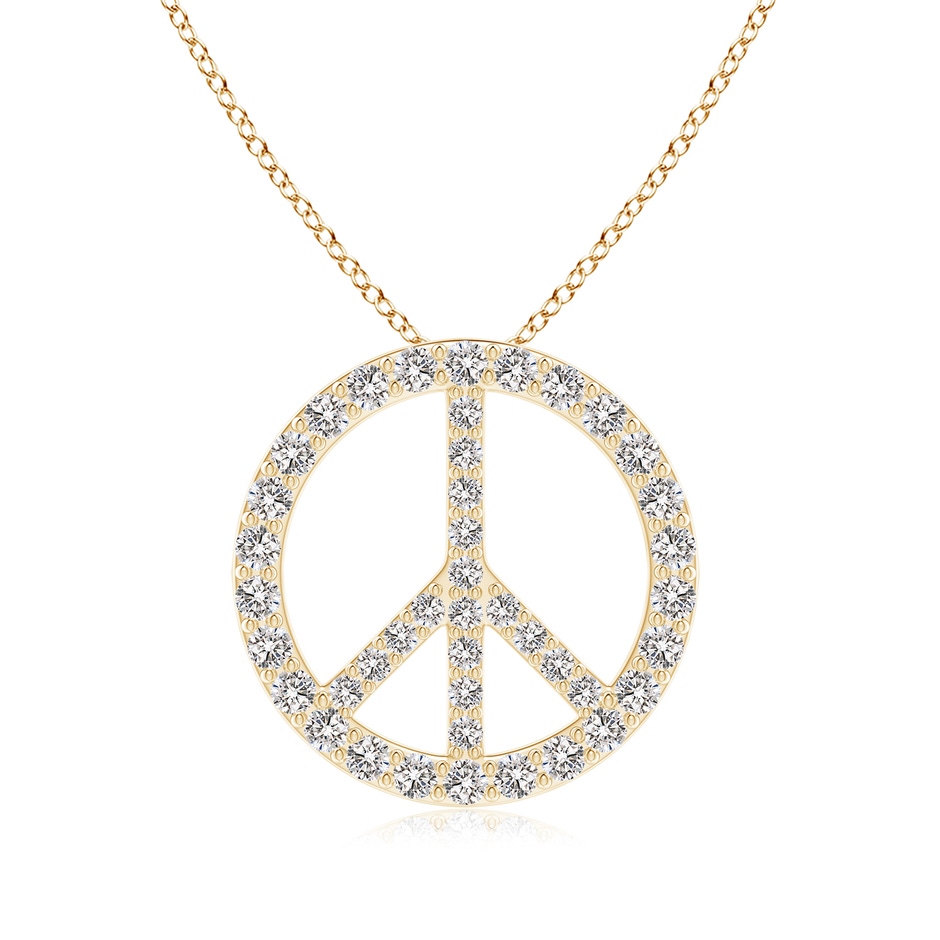 2.4mm IJI1I2 Prong-Set Diamond Peace Sign Pendant in Yellow Gold 