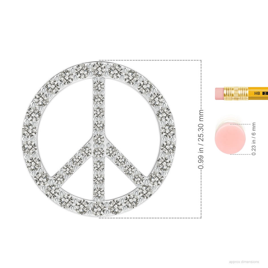 2.4mm KI3 Prong-Set Diamond Peace Sign Pendant in White Gold ruler