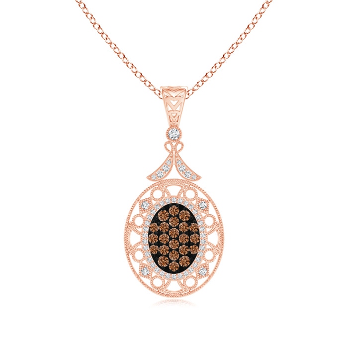 2.1mm AAAA Vintage Style Coffee Diamond Clustre Pendant with Milgrain in Rose Gold