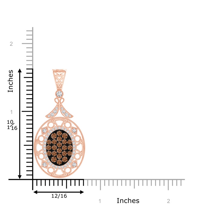 2.1mm AAAA Vintage Style Coffee Diamond Clustre Pendant with Milgrain in Rose Gold Product Image