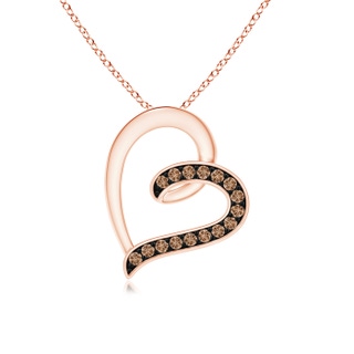 1.1mm AAA Pavé-Set Coffee Diamond Tilted Loop Heart Pendant in Rose Gold