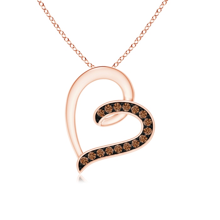 1.1mm AAAA Pavé-Set Coffee Diamond Tilted Loop Heart Pendant in Rose Gold