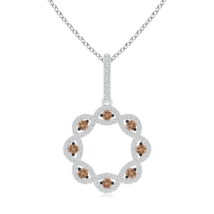 2.1mm AAA Infinity Inspired Coffee Diamond Open Circle Pendant in White Gold