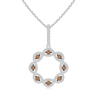 2.1mm AAA Infinity Inspired Coffee Diamond Open Circle Pendant in White Gold