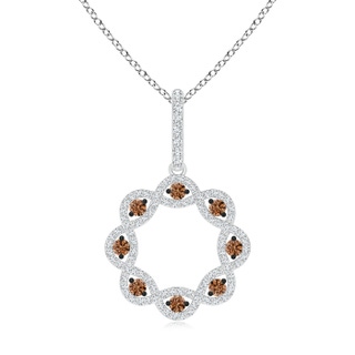 2.1mm AAAA Infinity Inspired Coffee Diamond Open Circle Pendant in P950 Platinum