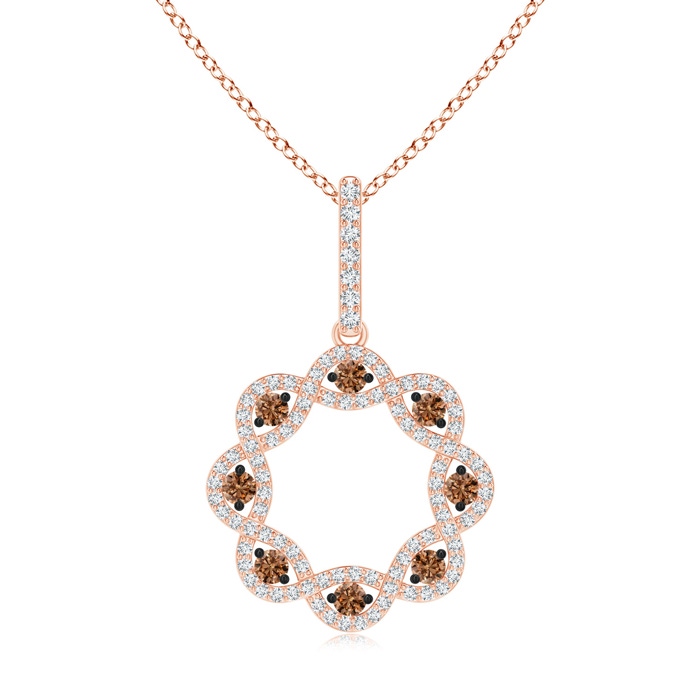 2.1mm AAAA Infinity Inspired Coffee Diamond Open Circle Pendant in Rose Gold