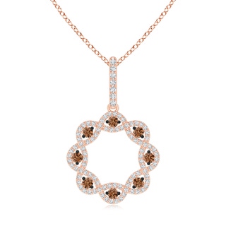 2.1mm AAAA Infinity Inspired Coffee Diamond Open Circle Pendant in Rose Gold