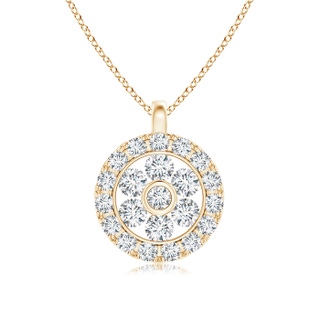 1.5mm GVS2 Channel-Set Diamond Clustre Halo Pendant in Yellow Gold