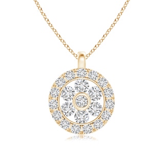 1.5mm HSI2 Channel-Set Diamond Clustre Halo Pendant in Yellow Gold