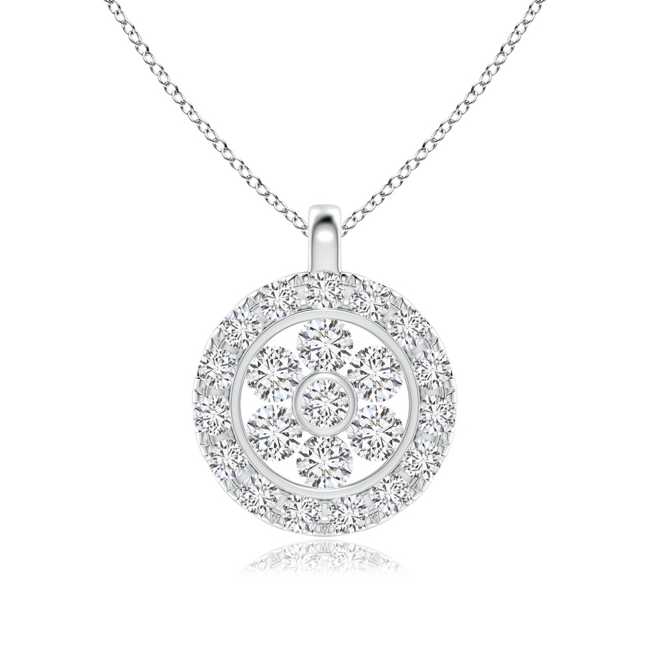 1.8mm HSI2 Channel-Set Diamond Clustre Halo Pendant in White Gold 