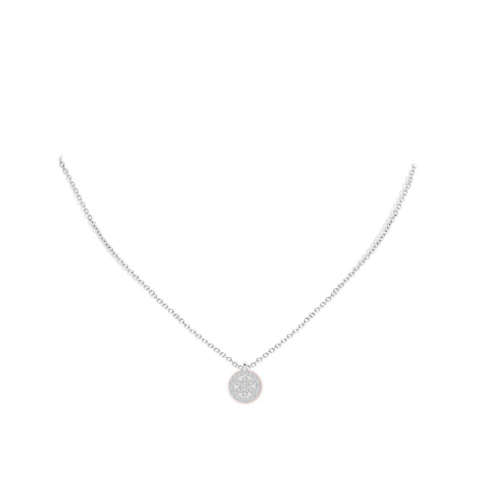 1.8mm HSI2 Channel-Set Diamond Clustre Halo Pendant in White Gold body-neck