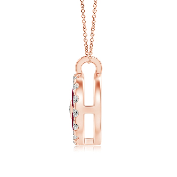 1.5mm A Channel-Set Ruby Flower Pendant with Diamond Halo in Rose Gold product image