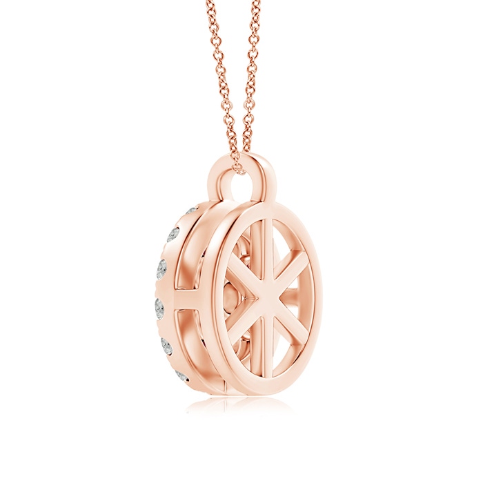 1.5mm A Channel-Set Ruby Flower Pendant with Diamond Halo in Rose Gold product image